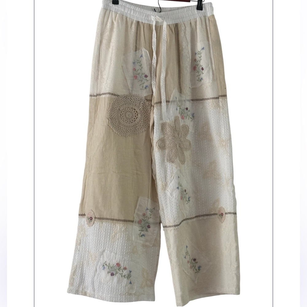 Pol Embroidered Drawstring Lace Patchwork Wide Le… - image 6